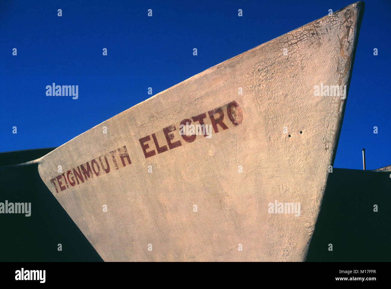 Bateau trimaran de Donald Crowhurst, Teignmouth Electron photographié sur Cayman Brac island, Îles Caïmans, 1991. Banque D'Images