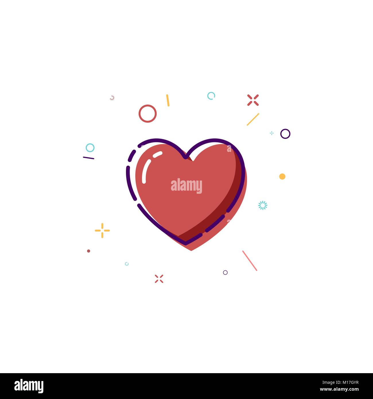 Concept icône en forme de Cœur. Fine ligne Appartement coeur du design. Happy Valentines Day card. Vector illustration isolé sur fond blanc Illustration de Vecteur