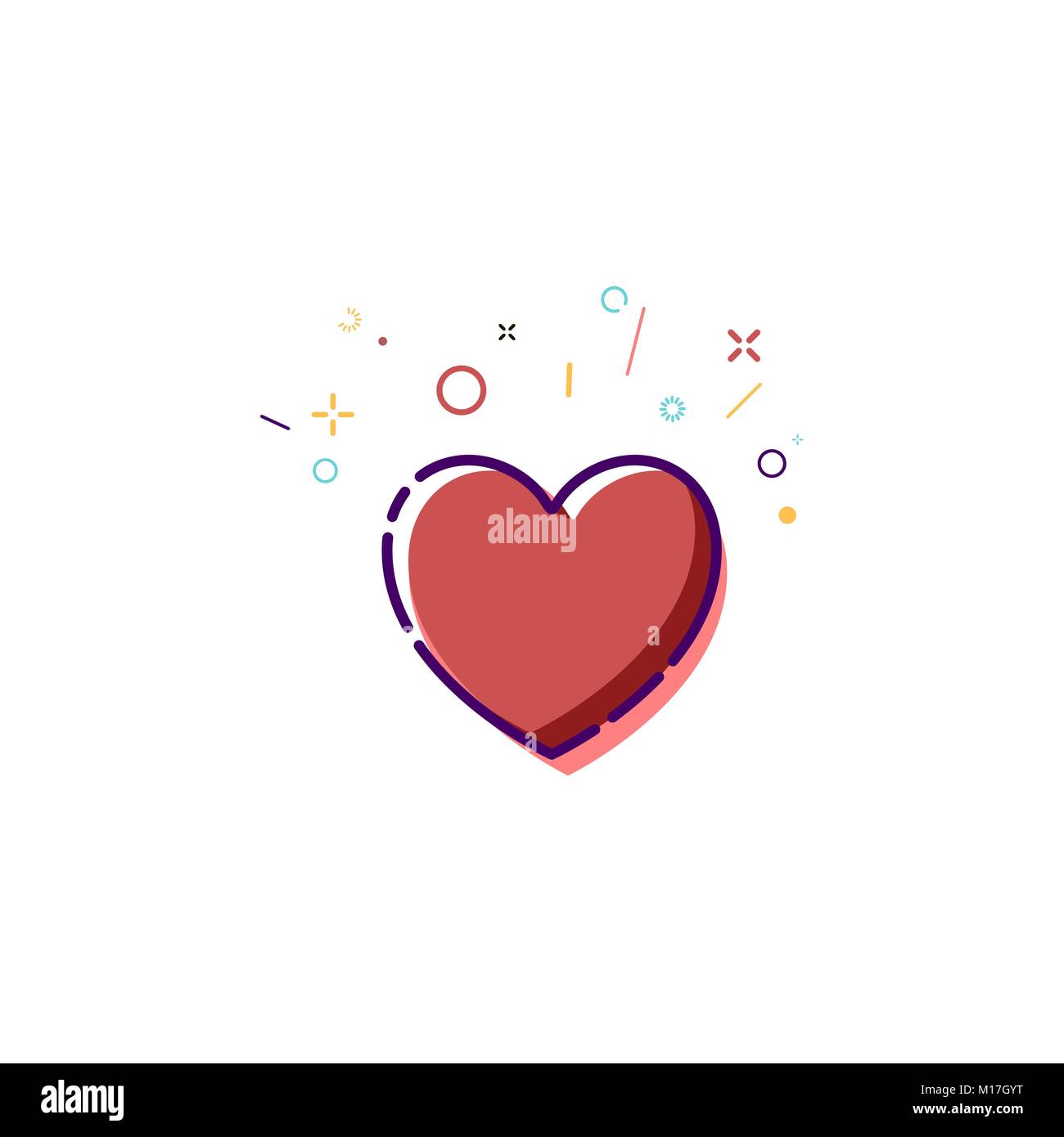 Concept icône en forme de Cœur. Fine ligne Appartement coeur du design. Happy Valentines Day card. Vector illustration Illustration de Vecteur