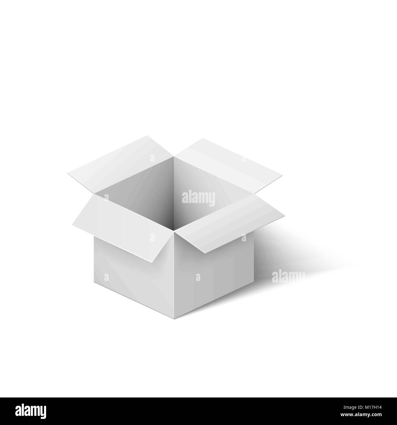 Ouvrir boîte blanche. Fort réaliste avec l'ombre. Vector illustration isolé sur fond blanc Illustration de Vecteur
