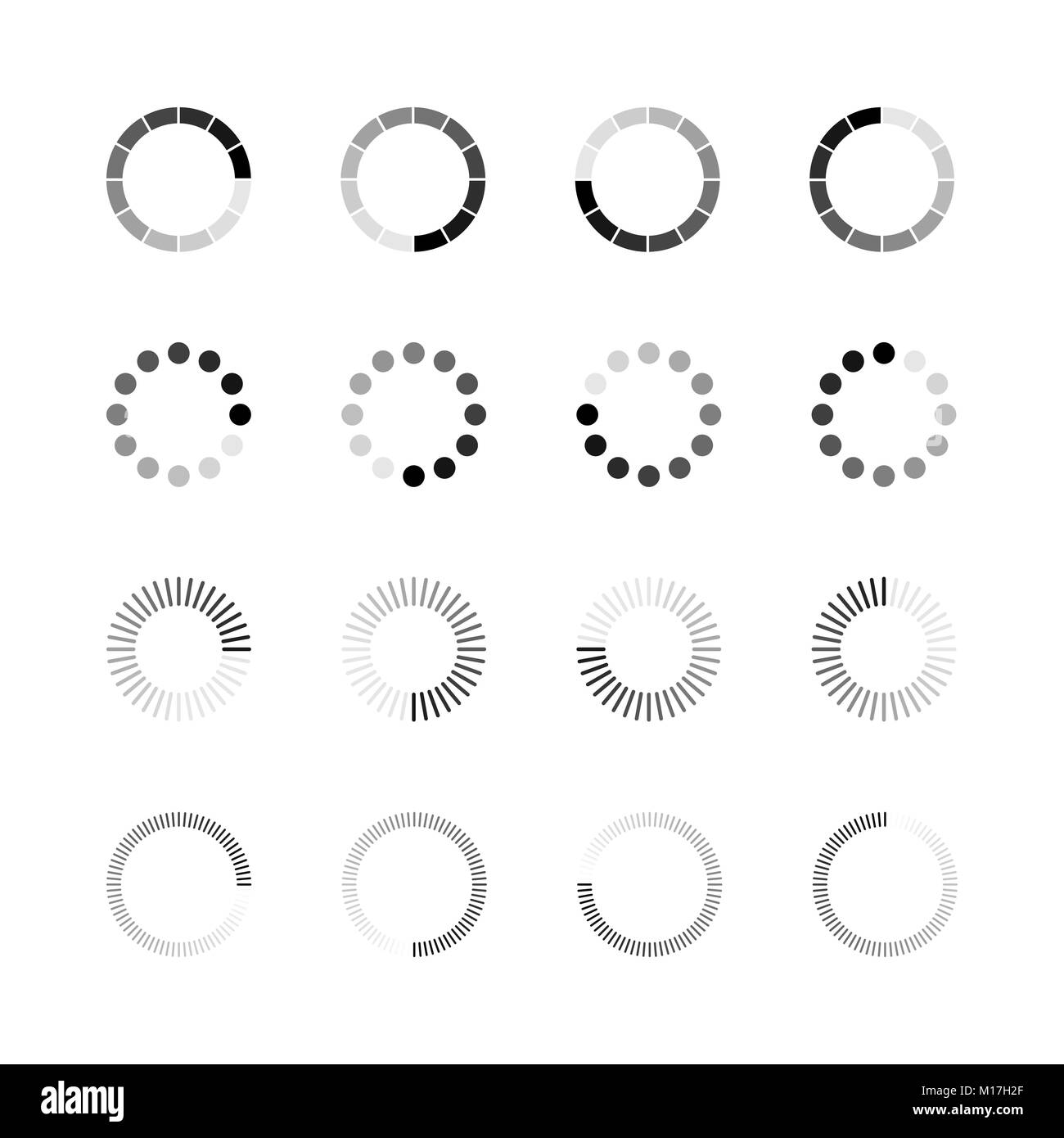 L'icône de chargement définie. Modèle simple d'indicateur de chargement ou de téléchargement progressivement. Vector illustration isolé sur fond blanc Illustration de Vecteur