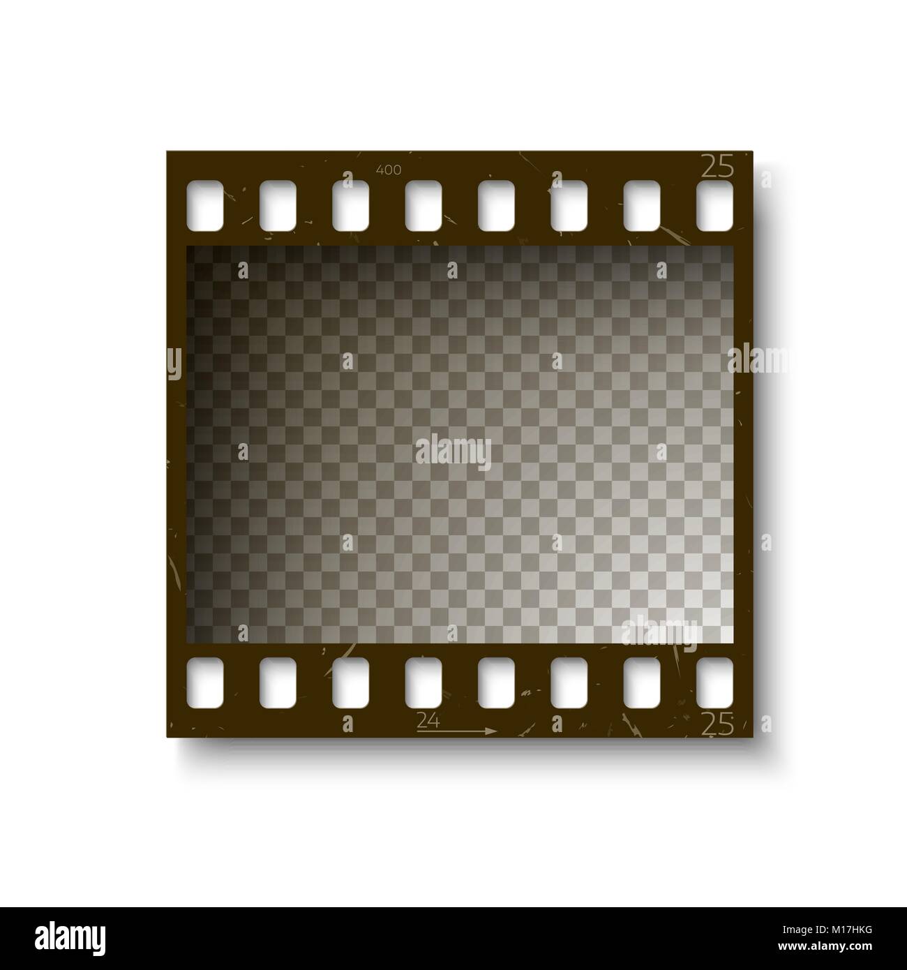 Rétro réaliste châssis de 35 mm inclu avec ombre isolé sur fond blanc. Vector illustration Illustration de Vecteur