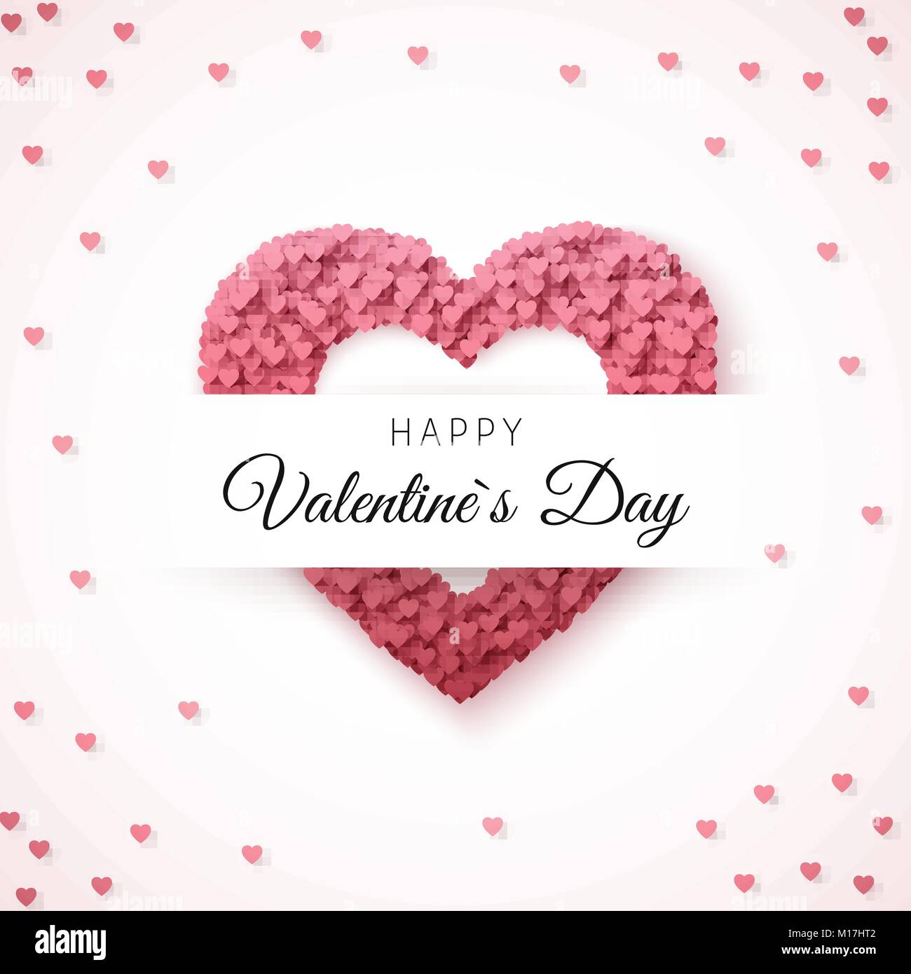 Happy Valentines Day carte de vœux. Modèle de carte de vœux. Cadre en forme de coeur rempli de coeurs avec place pour inscription. Vector illustration Illustration de Vecteur