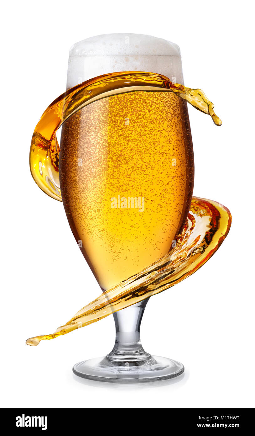 La bière en verre avec splash Banque D'Images