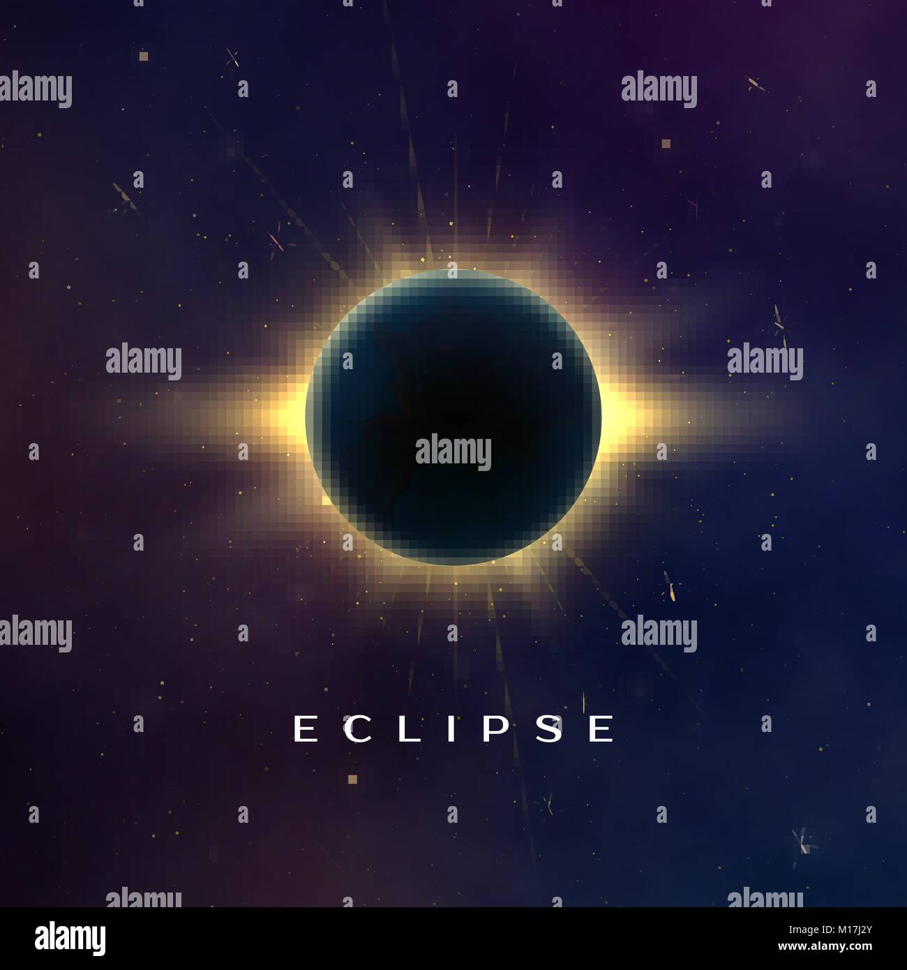 Résumé fond sombre avec une éclipse solaire. Éclipse totale du soleil. Vector illustration réaliste Illustration de Vecteur