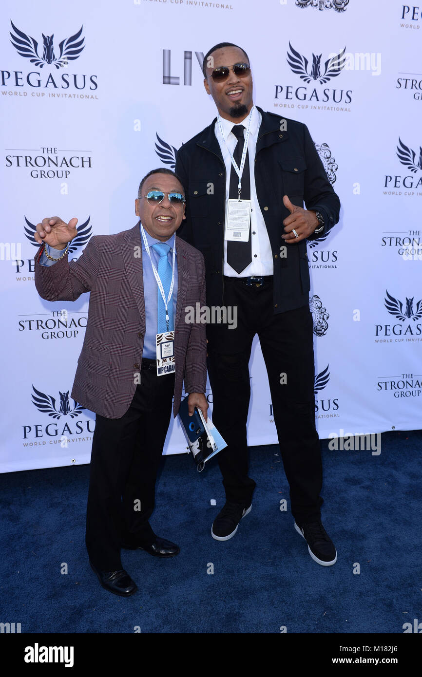 Hallandale Beach, FL, USA. 27 Jan, 2018. Rashard Lewis assiste à l16 millions de dollars à l'invitation de la Coupe du Monde de Pegasus Gulfstream Park le 27 janvier 2018 à Hallandale Beach en Floride. Credit : Mpi04/media/Alamy Punch Live News Banque D'Images