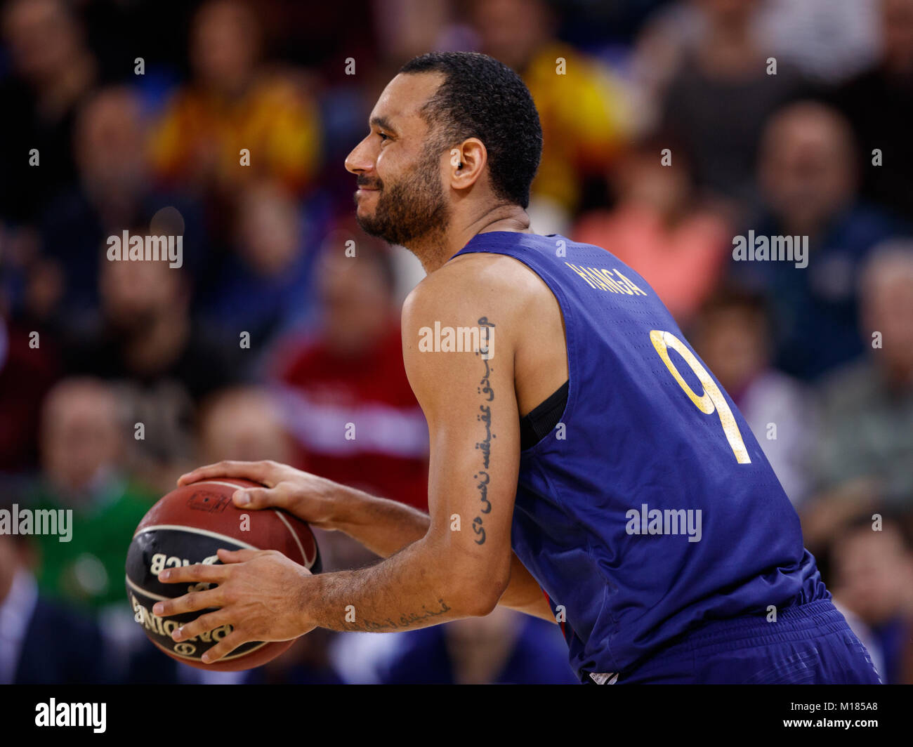 Barcelone, Espagne. 28 janvier, 2018. Palau Blaugrana, le 28 janvier, match entre FC Barcelone et Lassa Divina Joventut. Liga Endesa. Adam Hanga. Credit : UKKO Images/Alamy Live News Banque D'Images