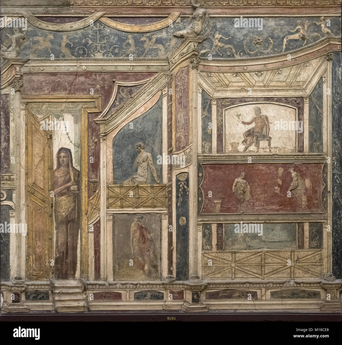 Naples. L'Italie. L'allégement de fresques de la maison de Meleager. Museo Archeologico Nazionale di Napoli. Musée Archéologique National de Naples. Banque D'Images