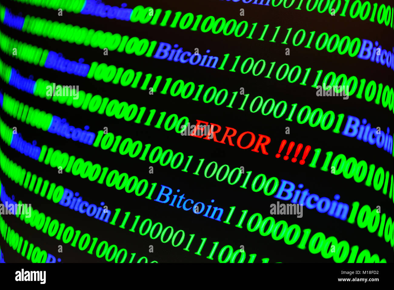 Code binaire avec lettrage d'erreur Banque D'Images