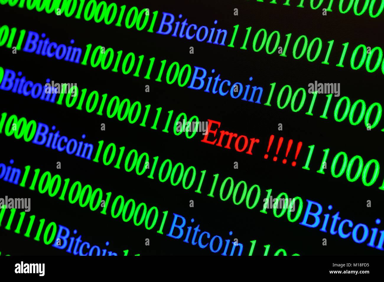 Code binaire avec lettrage d'erreur Banque D'Images