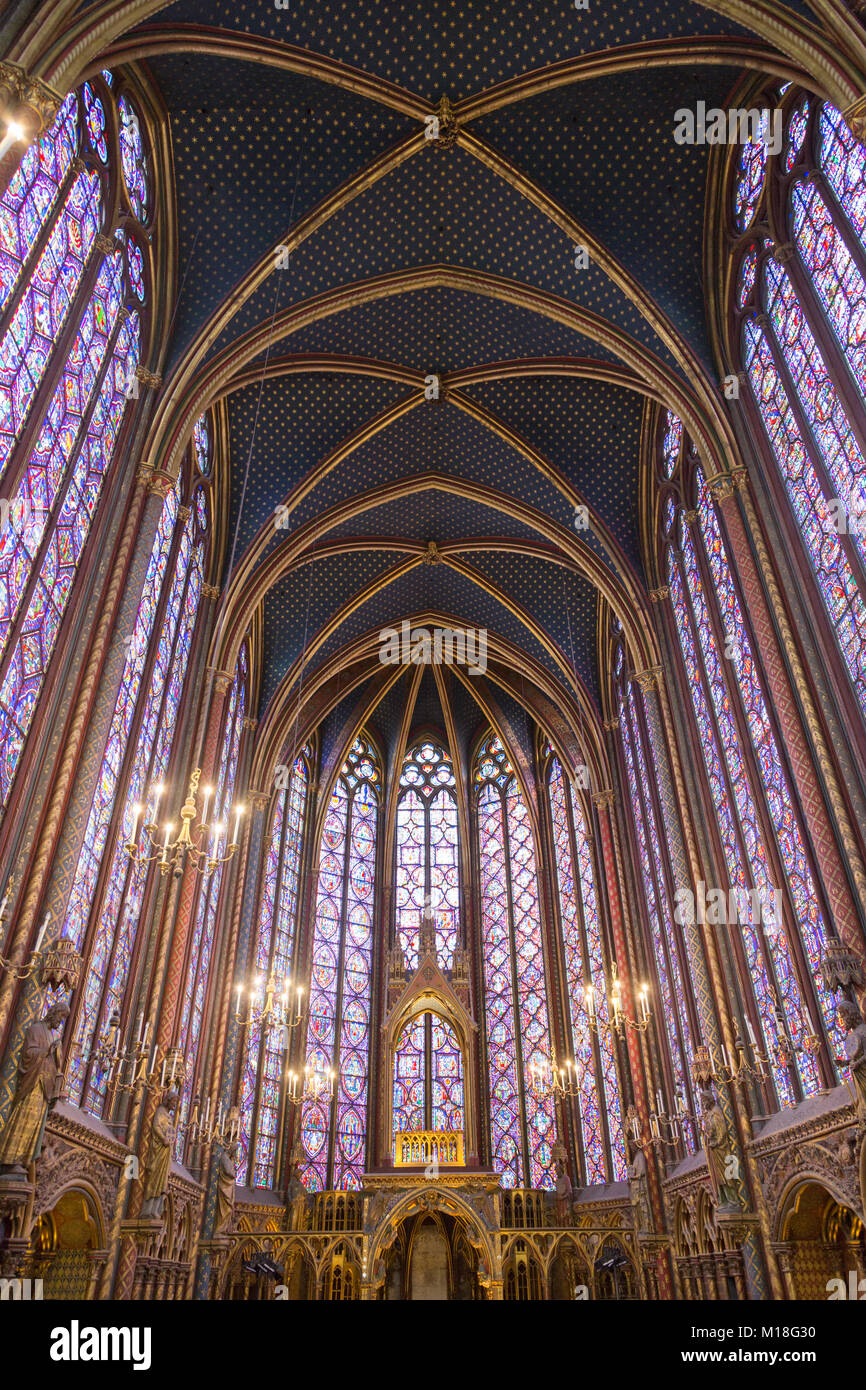Chapelle Sainte-Chapelle,vue de l'intérieur, l'Île de la Cité,Paris,France Banque D'Images
