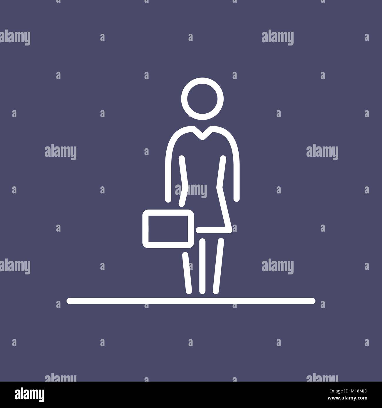 L'icône d'affaires femme gens simple ligne télévision illustration. Illustration de Vecteur