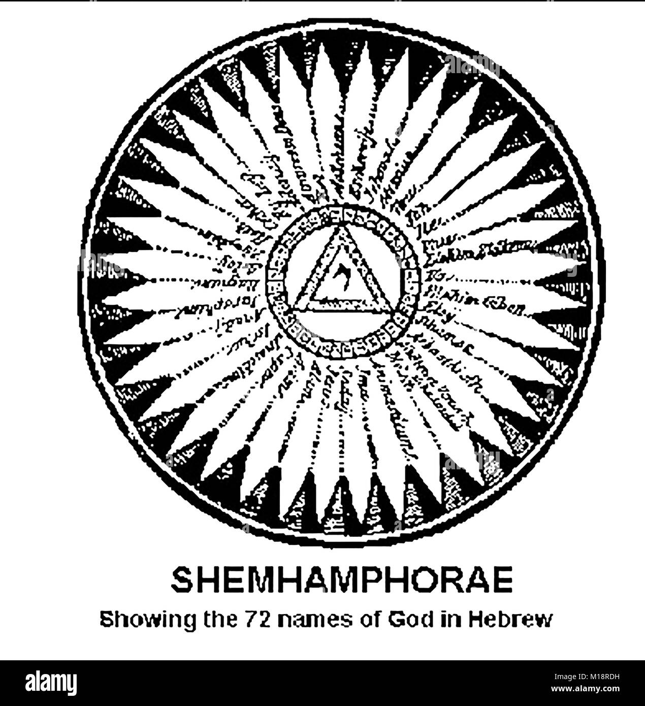 Magie,la mystique, la religion et l'Alchimie - SHEMHAMPHORAE montrant les 72 noms de Dieu en hébreu - la Kabbale Banque D'Images