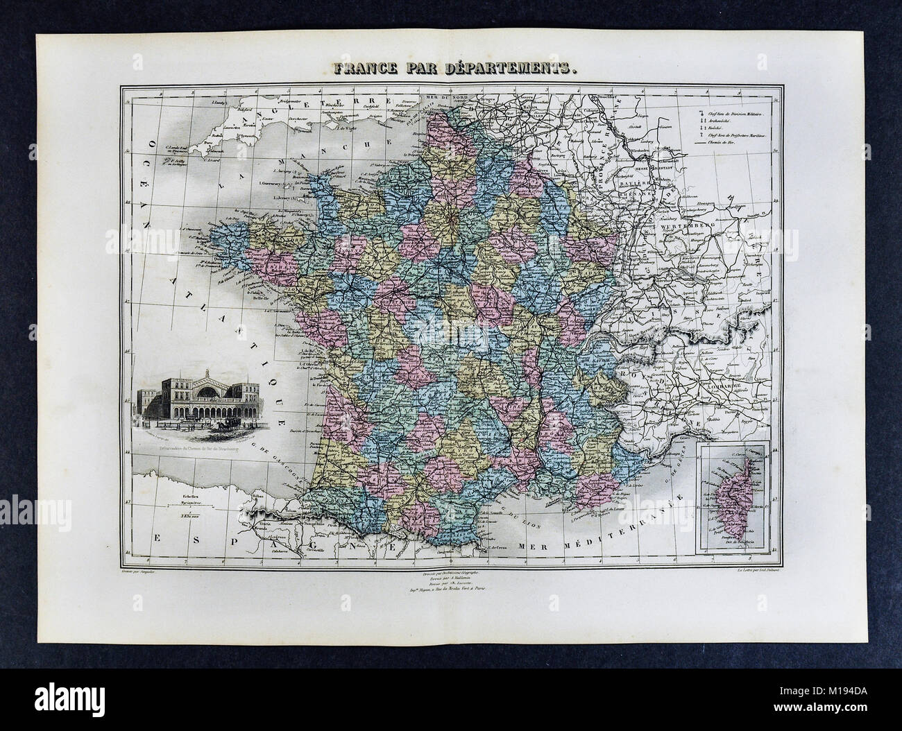 1877 Migeon Carte - France dans les ministères - Paris Banque D'Images