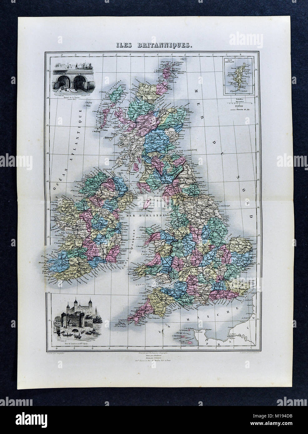 1877 Migeon Carte - Grande-Bretagne - Grande-Bretagne - Angleterre Ecosse Pays de Galles Irlande Banque D'Images