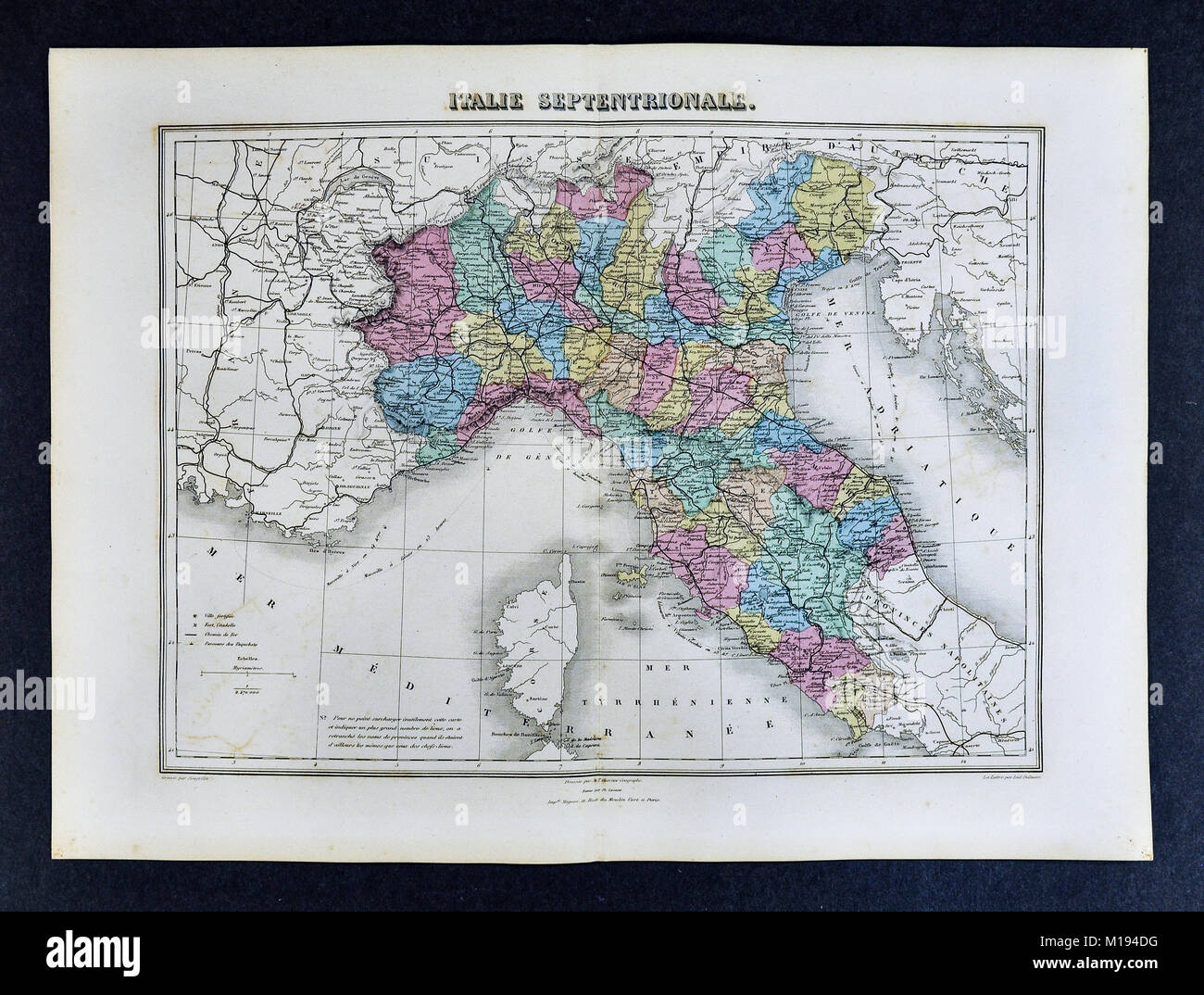 1877 Migeon Carte - Italie du Nord - Banque D'Images
