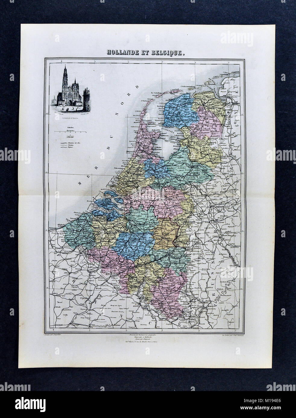 Carte Migeon 1877 - Pays-Bas - Belgique Luxembourg Hollande Amsterdam  Bruxelles Photo Stock - Alamy