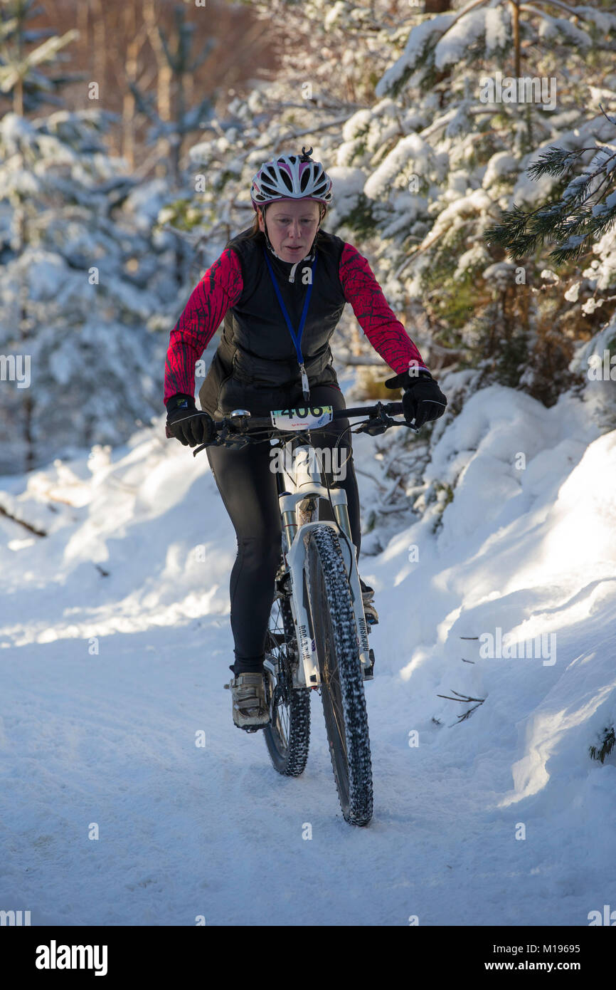 Avenant à la Strathpuffer 24 heures de vélo de montagne dans la région de Strathpeffer dans les Highlands écossais. Banque D'Images