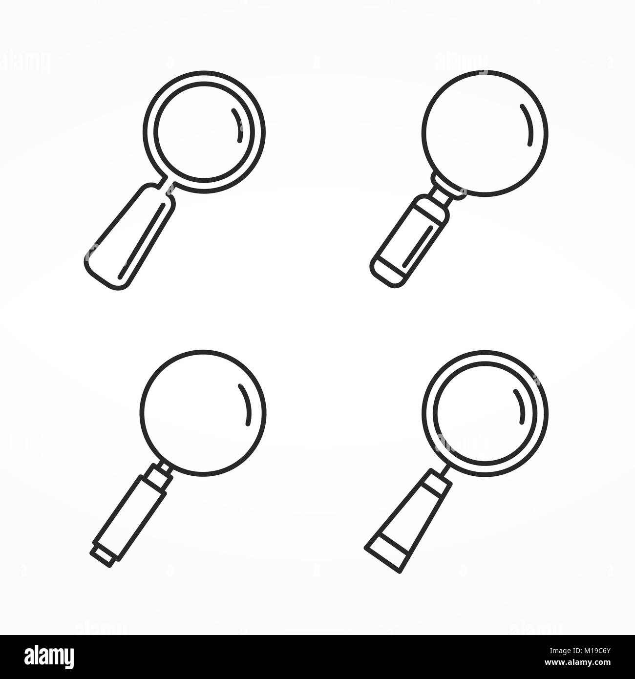 Ensemble de quatre icônes de ligne différents de loupe, icônes de ligne minimale, icônes de zoom, vector illustration eps10 Banque D'Images