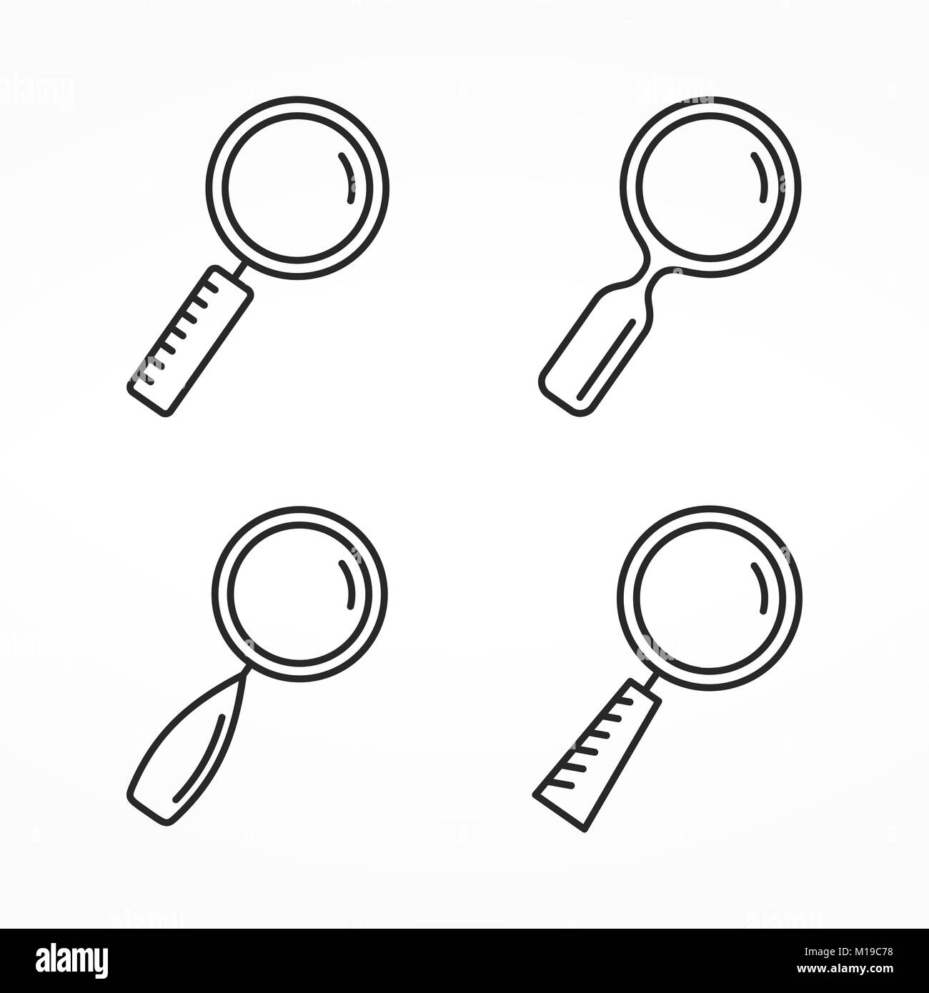 Ensemble de quatre icônes de ligne différents de loupe, icônes de ligne minimale, icônes de zoom, vector illustration eps10 Banque D'Images
