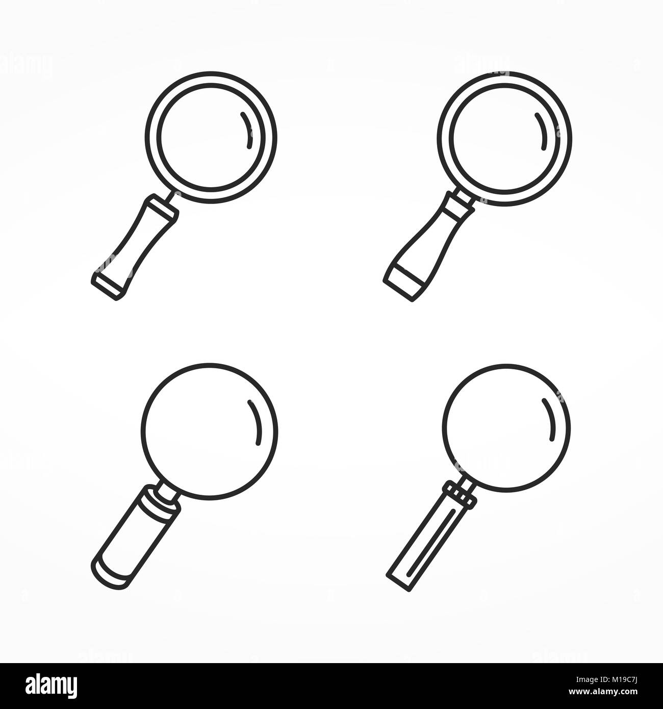 Ensemble de quatre icônes de ligne différents de loupe, icônes de ligne minimale, icônes de zoom, vector illustration eps10 Banque D'Images