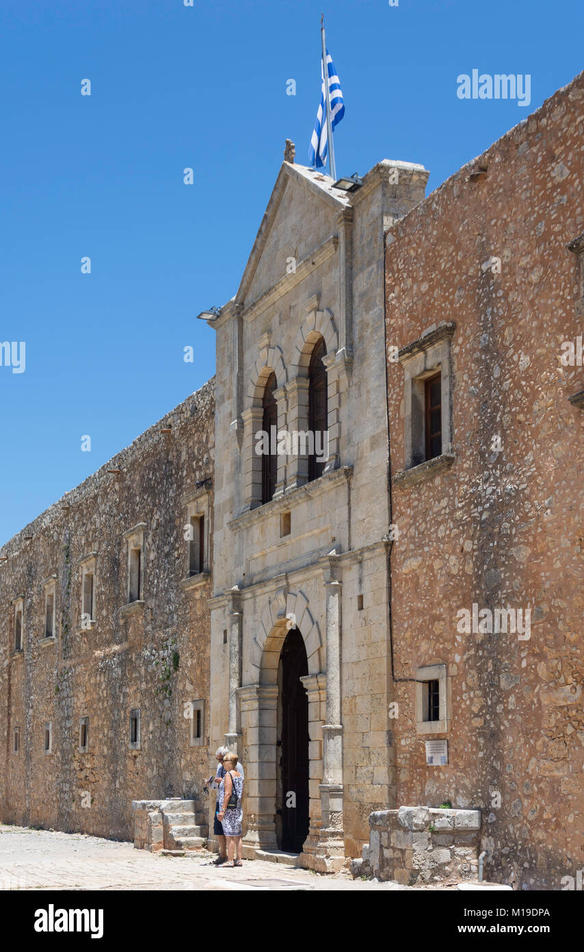 Entrée de 16e siècle Monastère sacré d'Arkadi, près de Rethymnon, Crète, Région de Rethimno (Crète), Grèce Banque D'Images