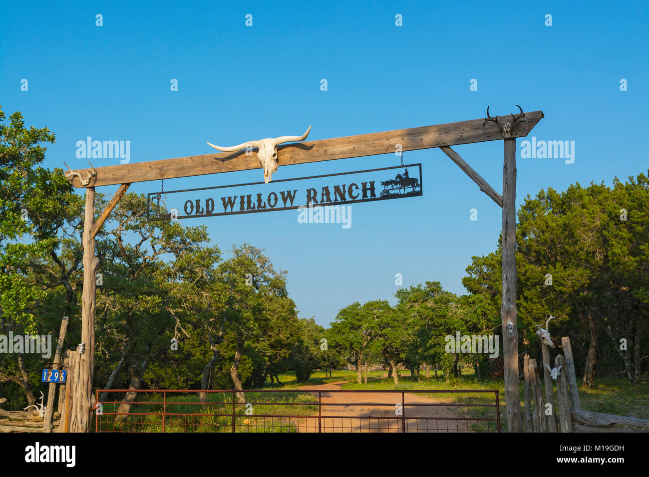 Texas Hill Country,, Gillespie Comté, Willow City Loop Road, Old Willow Ranch, porte d'entrée