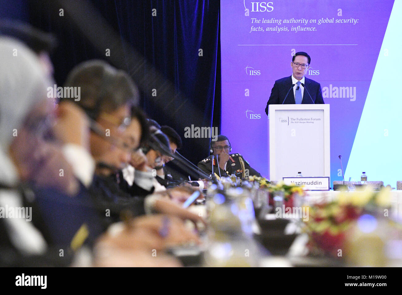 Singapour. 29 janvier, 2018. Le ministre de la défense sud-coréen Song Young-moo parle du Shangri-La Dialogue (SLD) Sherpa réunion à Singapour le 29 janvier 2018. Credit : Puis Chih Wey/Xinhua/Alamy Live News Banque D'Images