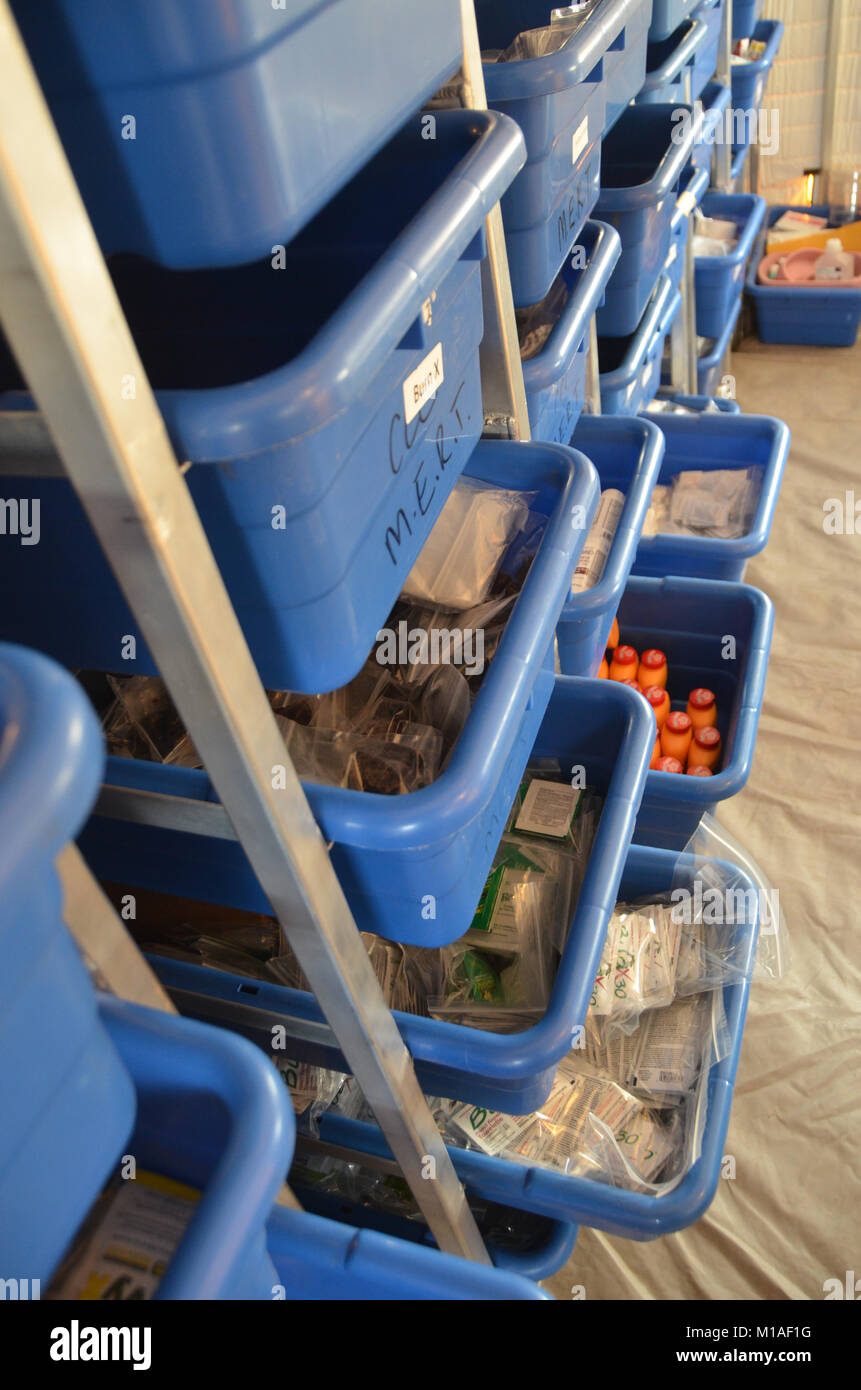 La Garde Nationale de Californie 578e bataillon du génie de la brigade et du 40e Bataillon de soutien Bridage déployer comme équipage main à l'appui de l'Soberanes incendie dans le comté de Monterey. Près de 400 soldats vivent au Toro County Park camp de base dans Salinas pendant leurs 29 jours, où tout, de l'équipement de sécurité incendie, l'hébergement et de loisirs est prévue pour eux. Chaque matin, les équipages des véhicules militaires voyage à divers points de chute sur la ligne de feu, de Carmel à Big Sur, pour travailler comme les pompiers et aider à contenir l'incendie 70 000 acres. Une fois sur un site, les soldats d'enfiler leur équipement de protection et de commencer Banque D'Images