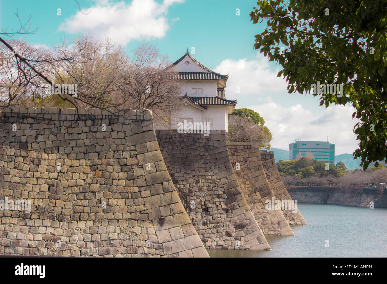 (27 janvier 2018, Osaka, Japon) des murs et des douves du château d'Osaka Banque D'Images