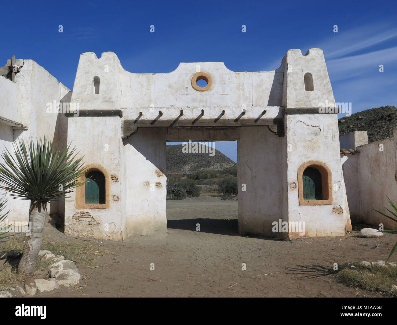 Fort Bravo, Espagne - 23 janvier 2016 : Les bâtiments de style mexicain à Fort Bravo Tournage du désert de Tabernas. Banque D'Images