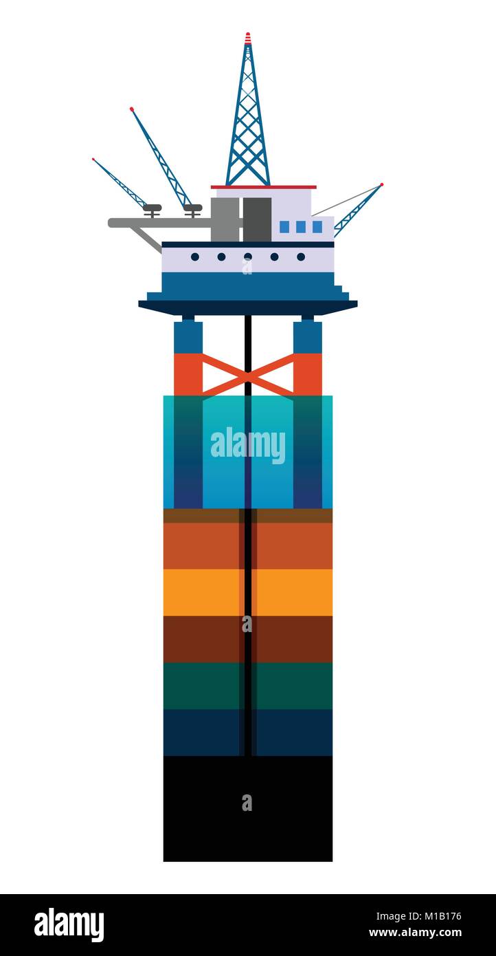 La plate-forme pétrolière en mer. Télévision illustration. Illustration de Vecteur