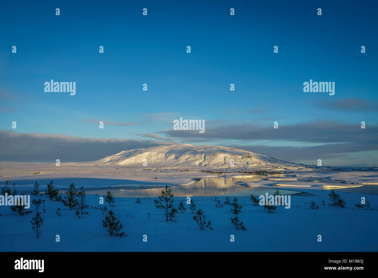 Paysage d'hiver, Mt Burfell, Islande Banque D'Images