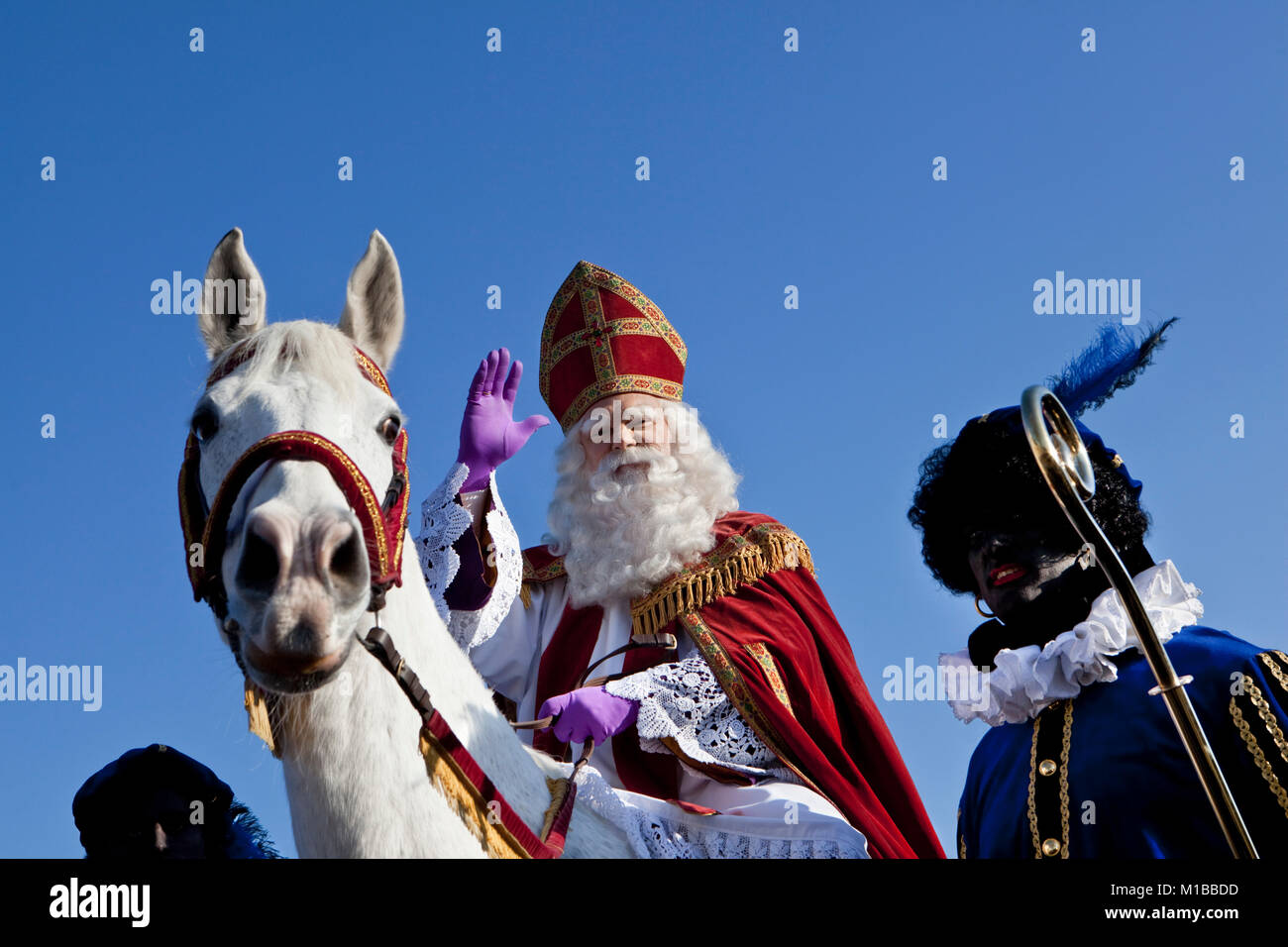 Les Pays-Bas, Graveland, Festival de Sinterklaas ou Sint Nicolaas, célébrée chaque année le réveillon de Saint Nicolas le 5 décembre. Banque D'Images
