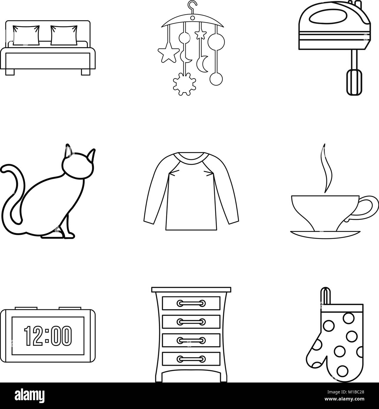 Abode icons set style du contour, Illustration de Vecteur