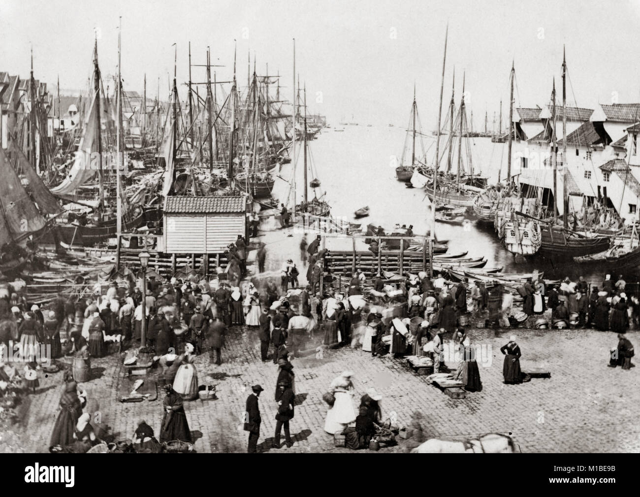 Marché aux poissons, Bergen, Norvège, c.1890 Banque D'Images
