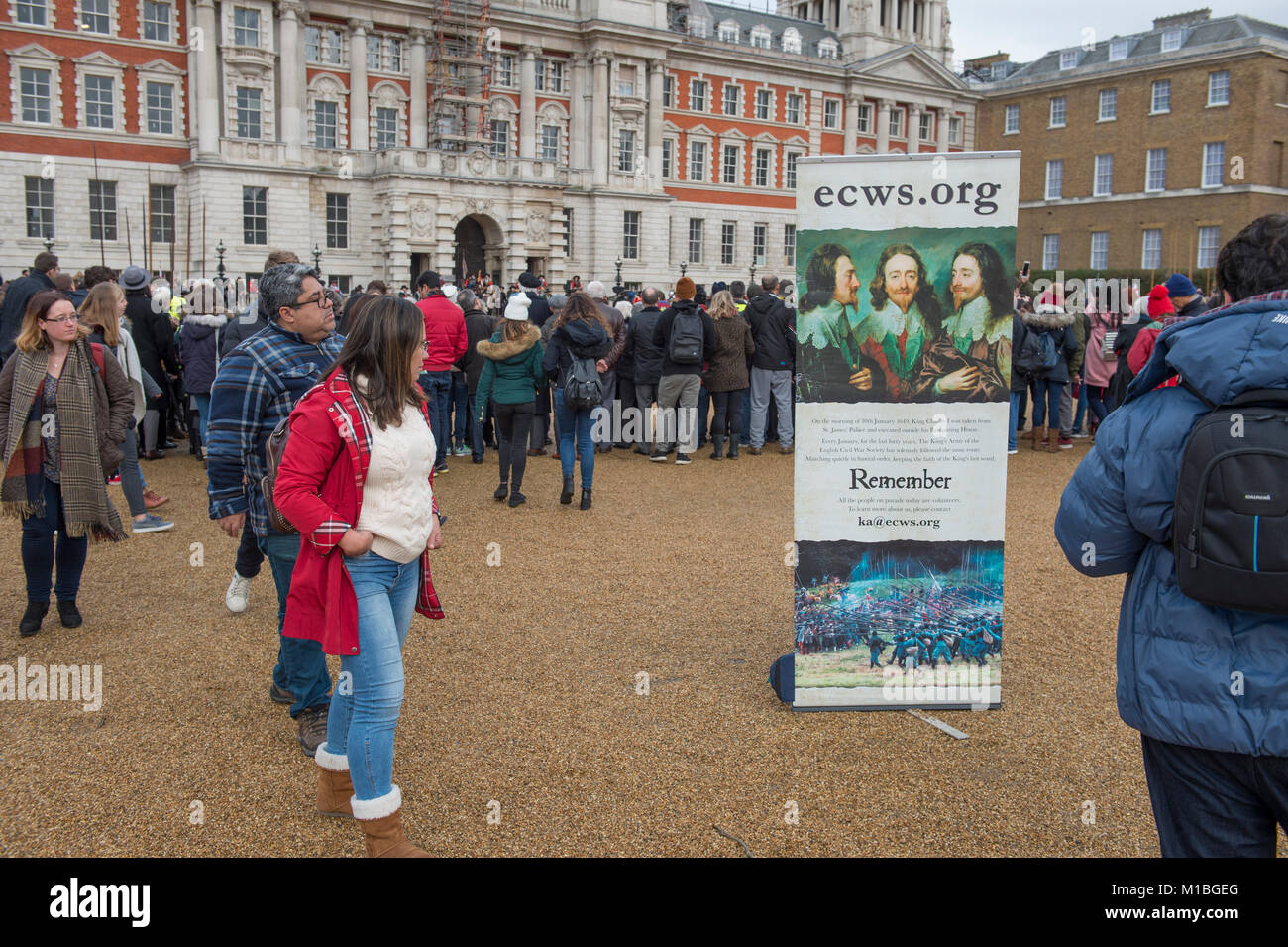 28 janvier 2018. Les rois mars à Londres est regardé par les spectateurs dans la Horse Guards Parade. Credit : Malcolm Park/Alamy. Banque D'Images