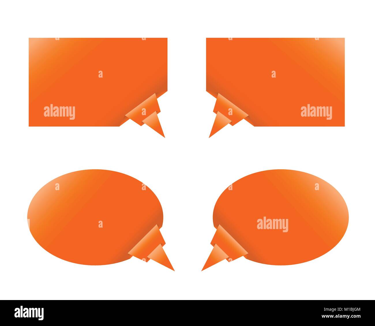 Orange papier bulles ou des étiquettes avec coin plié en origami - vector Illustration de Vecteur