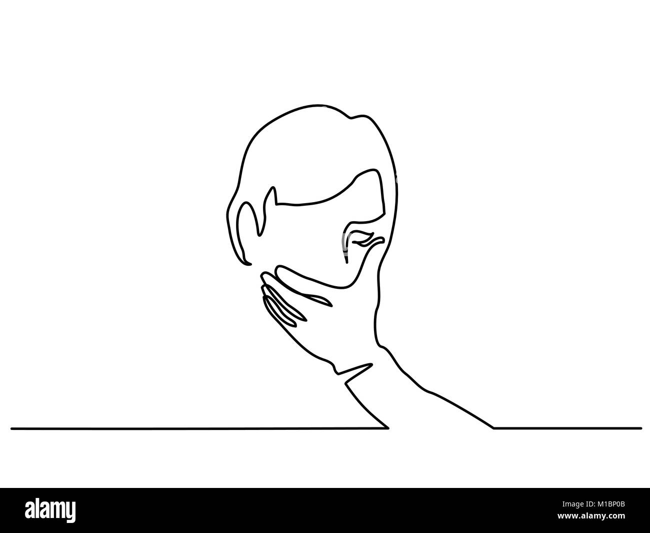Homme couvrant sa bouche avec la main Illustration de Vecteur