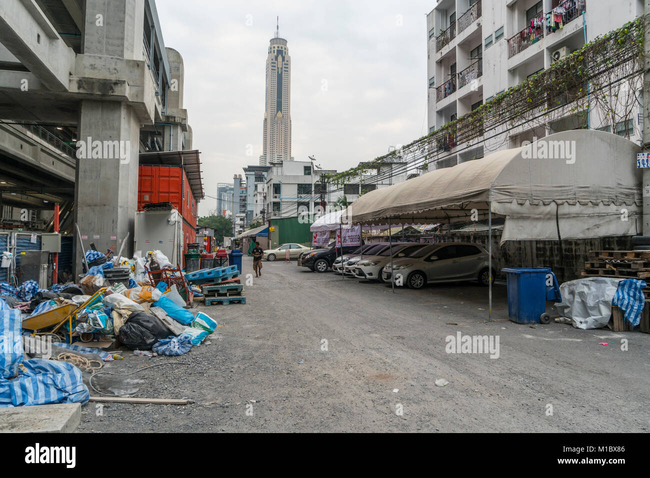 Une vue de banlieues pauvres de Bangkok Banque D'Images