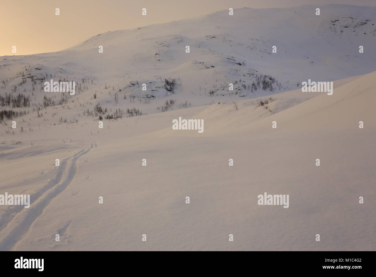 Les pistes de ski dans la montagne Banque D'Images