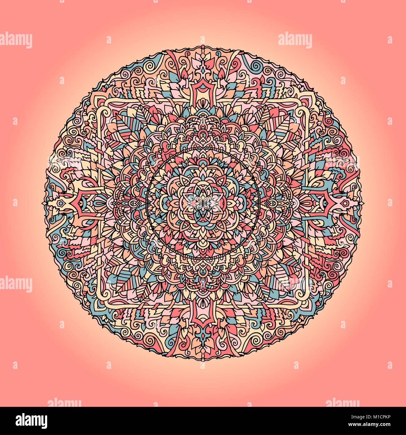 Mandala sur fond rose. Vector illustration. Illustration de Vecteur