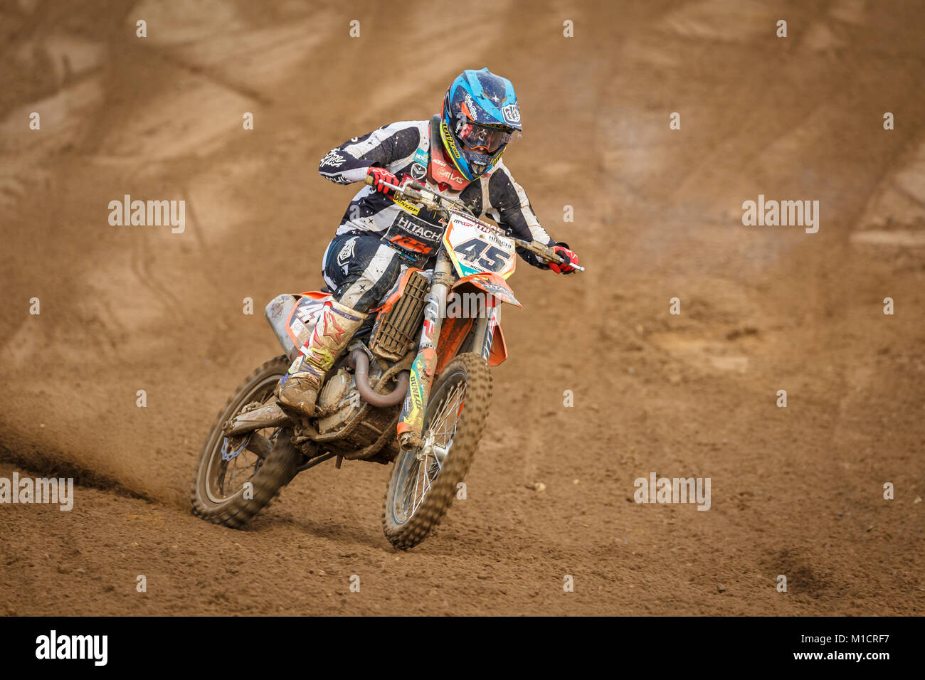 Jake Nicholls sur la KTM 450 Tru-7.com au NGR & ACU est de l'EVO Championnats Motocross Solo, Cadders Hill, Lyng, Norfolk, Royaume-Uni. Banque D'Images