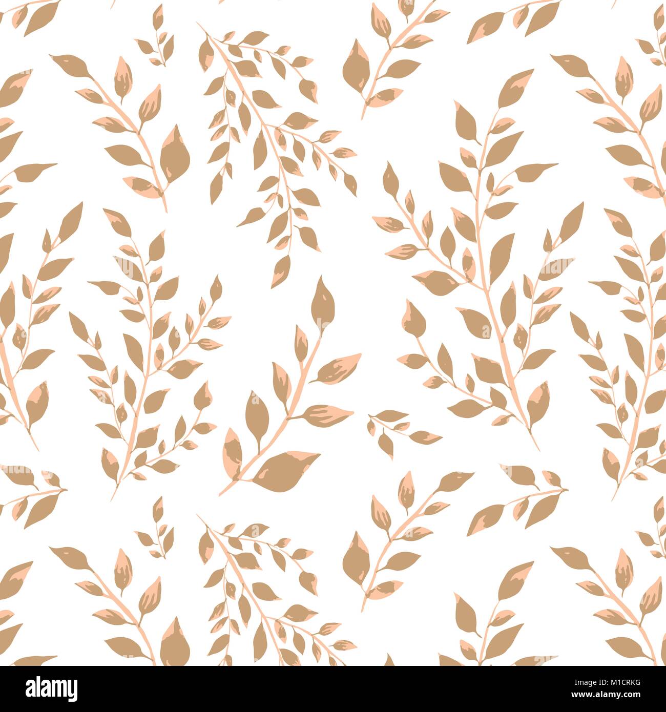 Branches feuillues en couleurs crème motif transparent vecteur Illustration de Vecteur