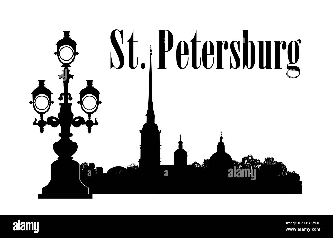 La ville de Saint-Pétersbourg, en Russie. La Cathédrale Saint Pierre et Paul et de la forteresse des capacités d'horizon, vue sur la rivière Neva. Arrière-plan de voyage russe. Illustration de Vecteur