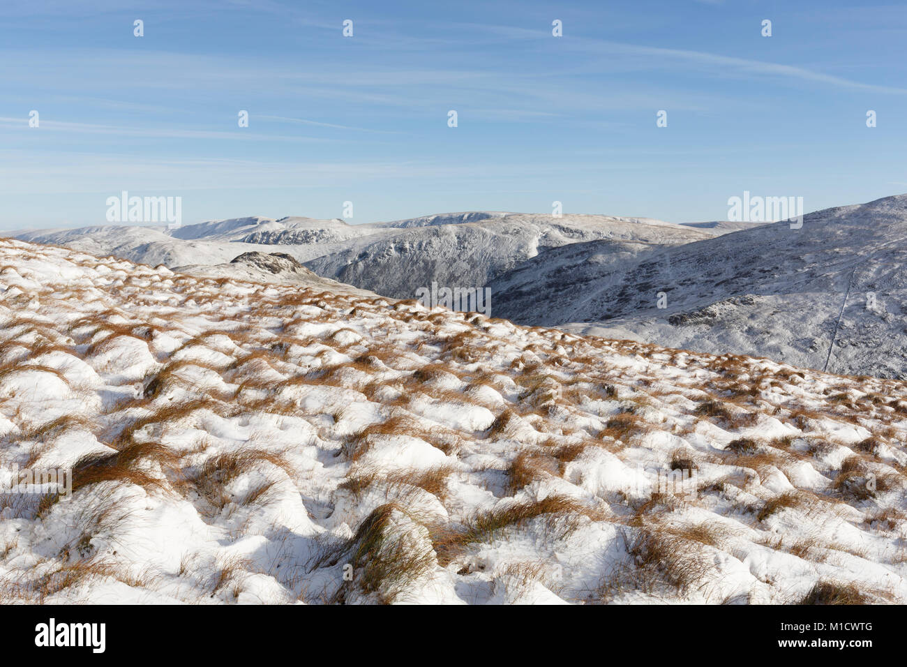 Nr de Fairfield, Lake District en hiver. À au nord-est fells Banque D'Images