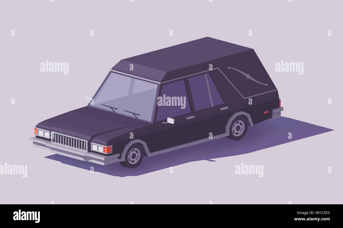 Vector poly voiture corbillard funéraire bas Illustration de Vecteur