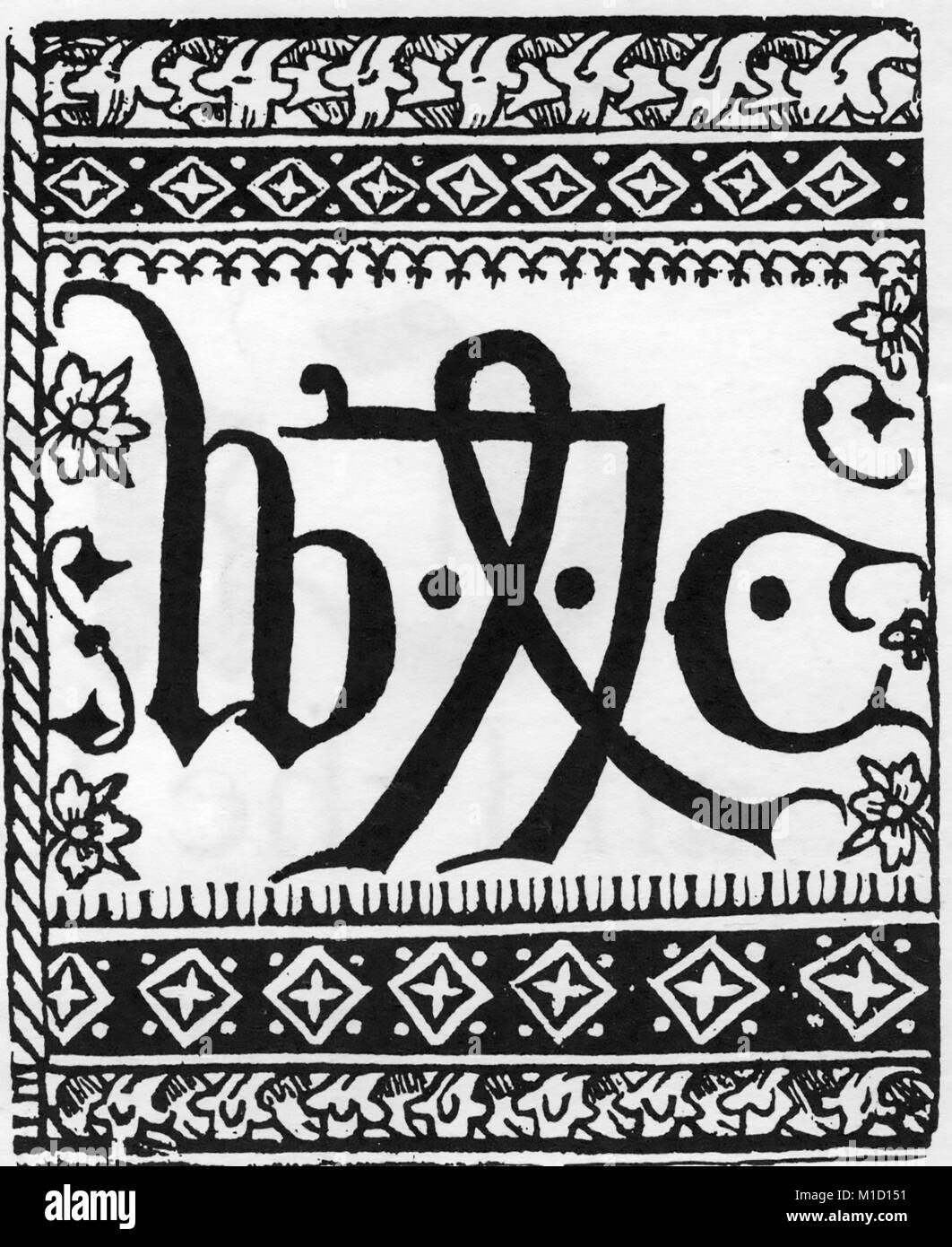 WILLIAM CAXTON (c 1422-c 1491) diplomate anglais et de l'imprimante. Sa marque en date du 1478 Banque D'Images