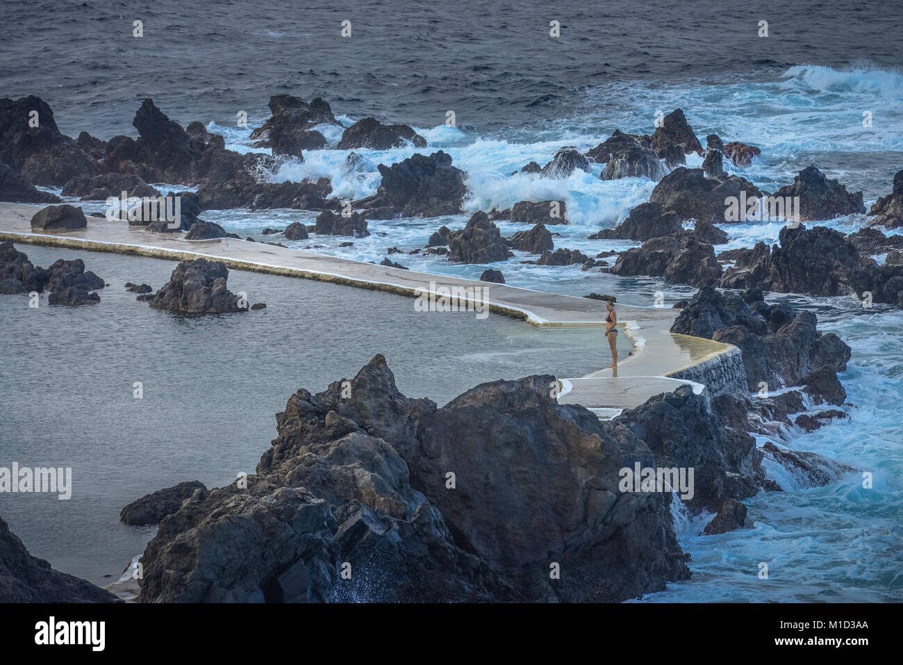 La piscine de lave, Porto Moniz, Madeira, Portugal, Lavapool Banque D'Images