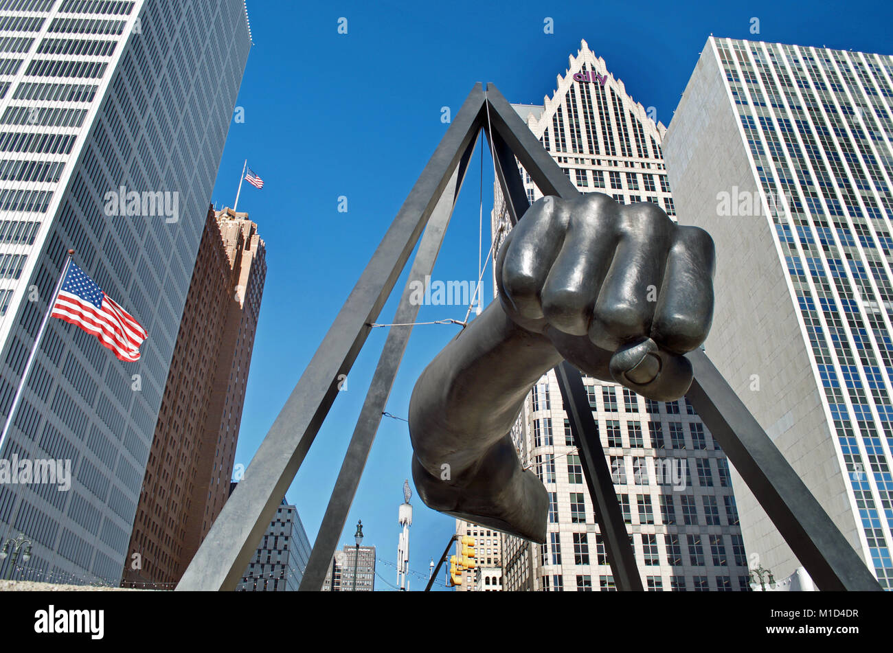 Le poing, Monument de Joe Louis à Detroit's Hart Plaza Banque D'Images